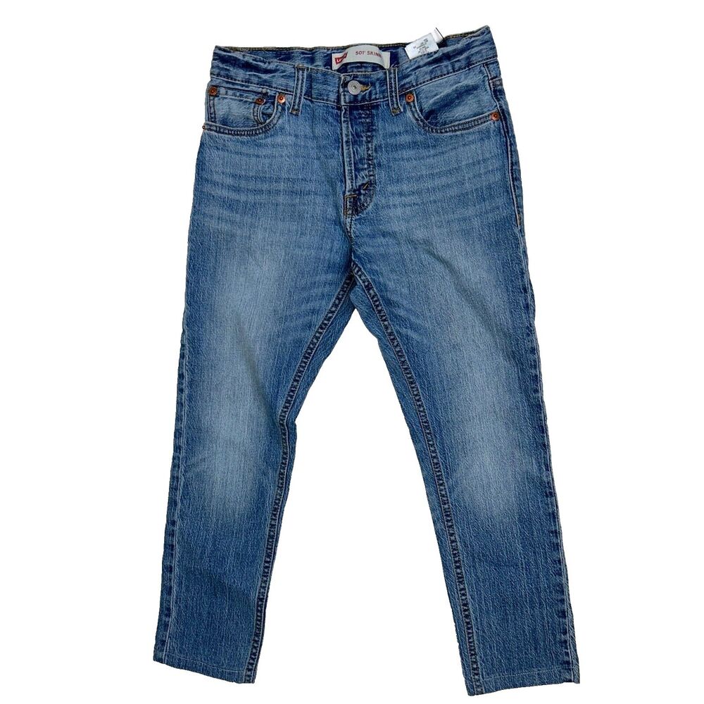 LEVI's 501 Skinny Jeans Blue Denim Children's 12 Hemmed Pants Adjustable Waist